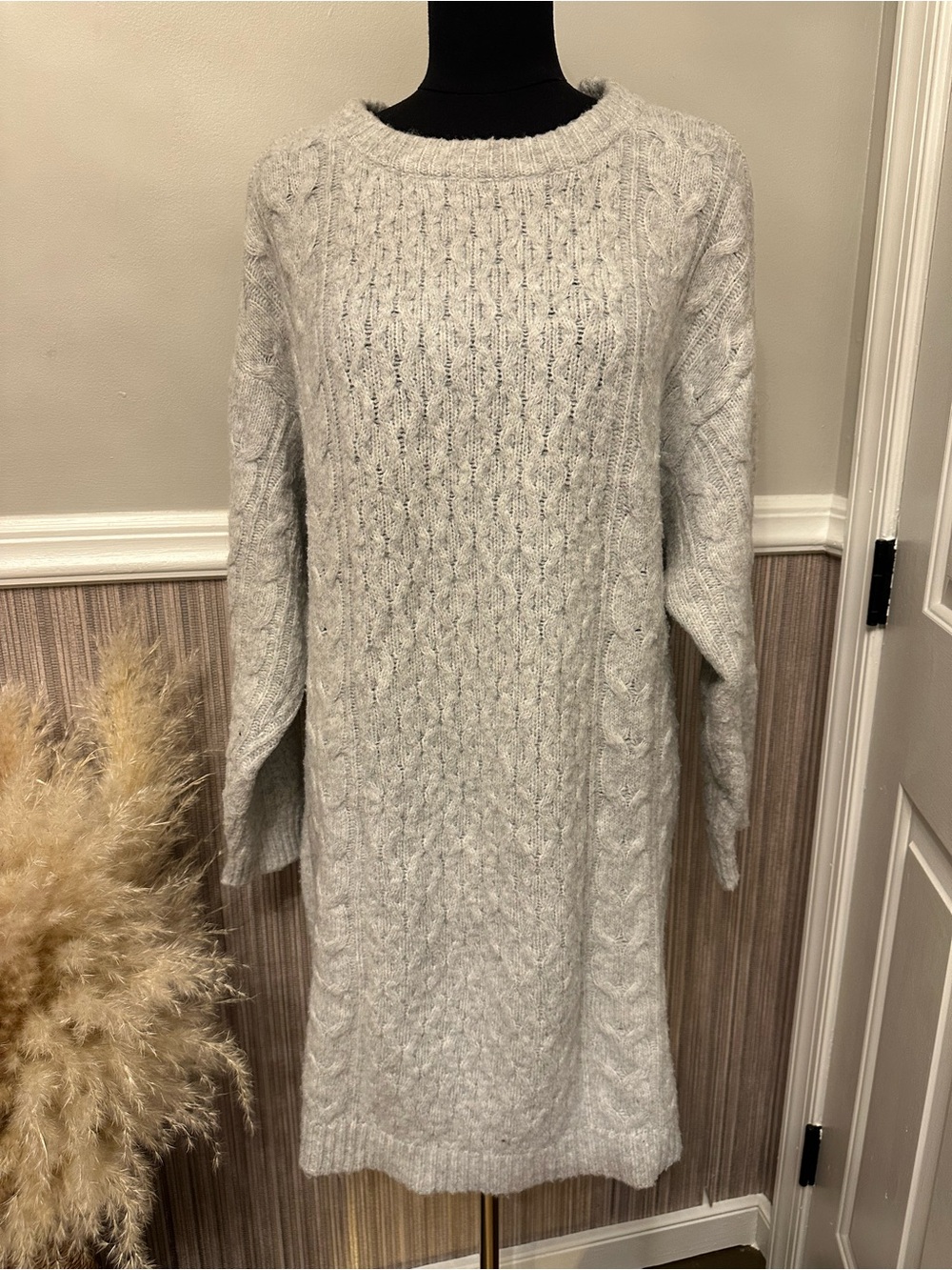 Universal Thread XL Gray Cable Knit Long Sweater Dress Tunic